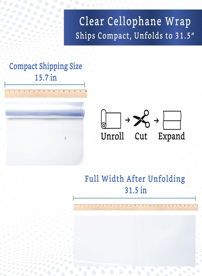 FIESTA WRAPS Clear Cellophane Wrap Roll (31.5 in x 110 ft) - Cellophane Roll - Clear Wrapping Paper to Wrap Gift Baskets - Gift Basket Wrapping Supplies - Papel Celofán Transparente - Image 2